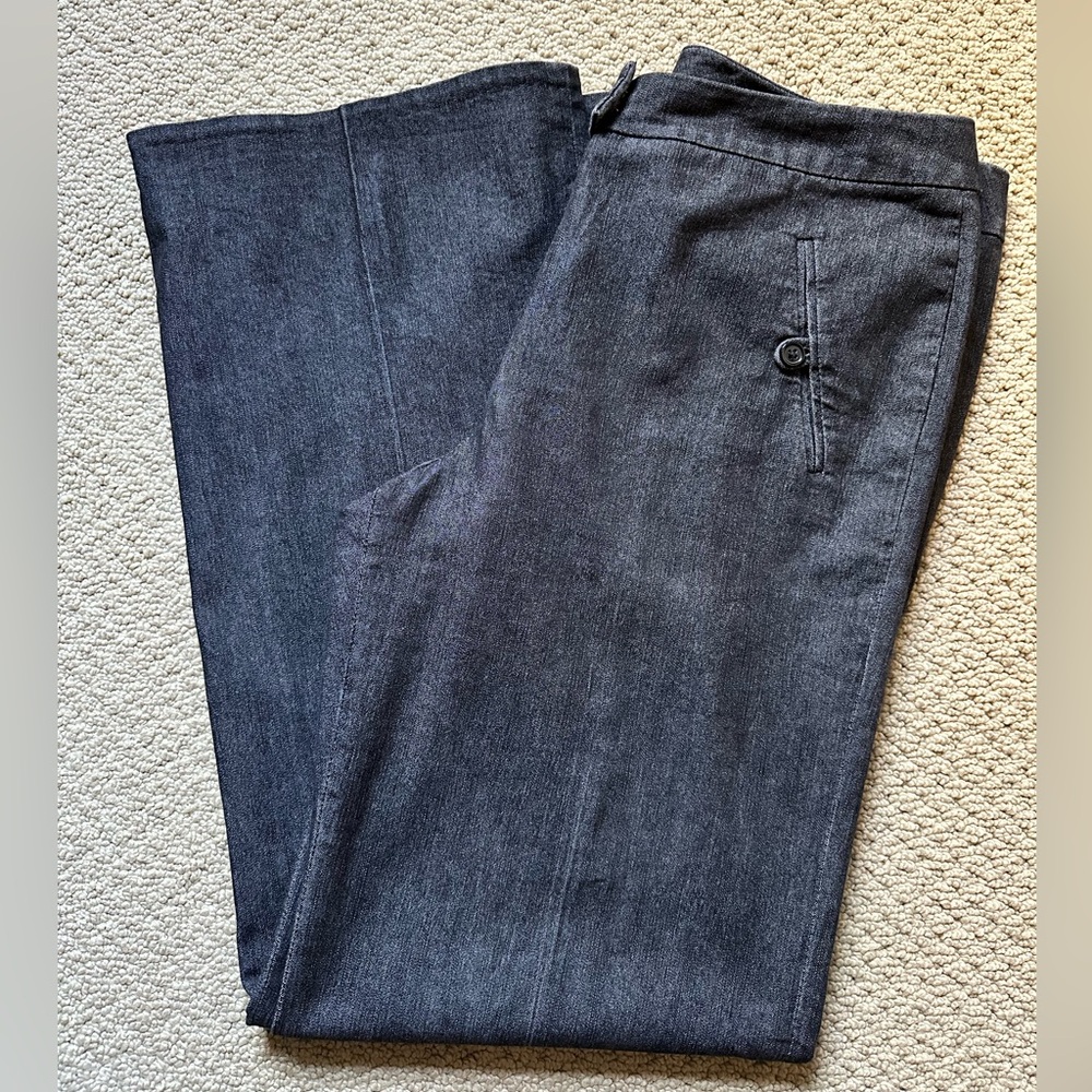 SANDRO Paris Charcoal Grey Wide Leg Denim Trousers Pants Sz 12 Effortless Chic